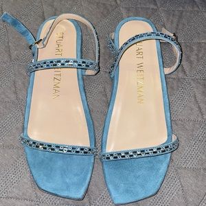 Stuart Weitzman Blue Suede Sandals
